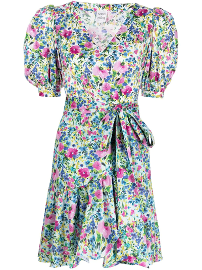 Shop Sara Roka Edera Floral-print Wrap Dress In Multicolour