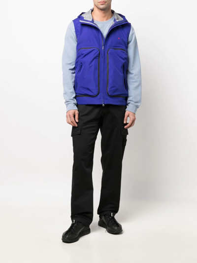 Stone Island Logo-embroidered Hooded Gilet In Blau
