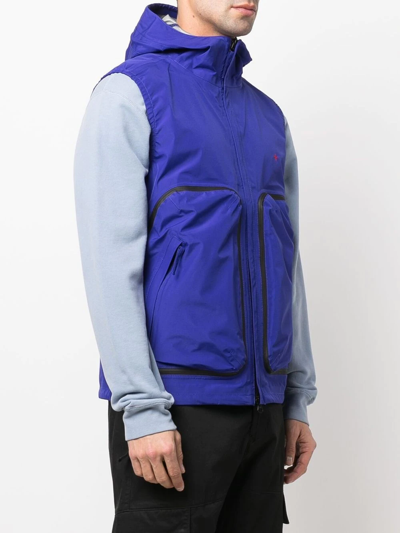 Shop Stone Island Logo-embroidered Hooded Gilet In Blau