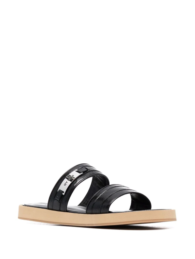 By Far Easy Leather Sandals In Schwarz