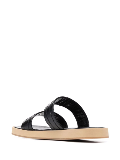 By Far Easy Leather Sandals In Schwarz