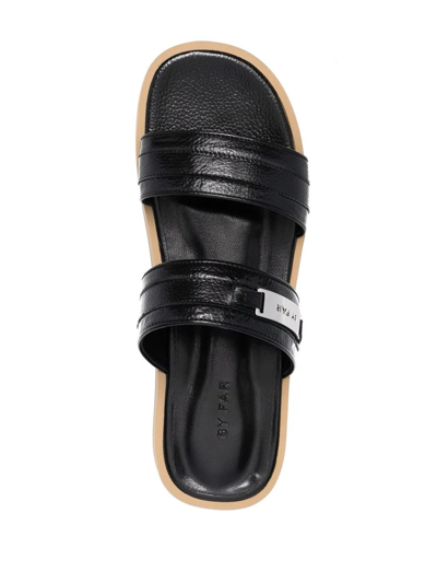 Shop By Far Easy Leather Sandals In Schwarz