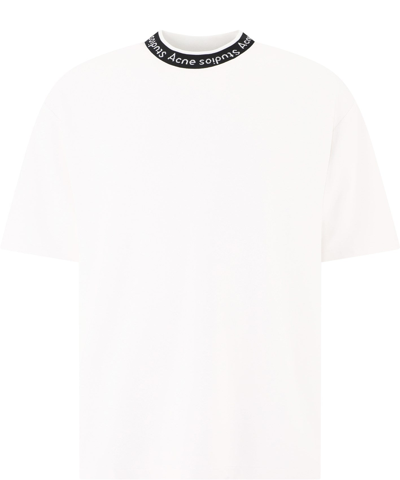 Shop Acne Studios Logo Rib T-shirt In White