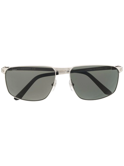 Shop Cartier Tinted Rectangle-frame Sunglasses In Silber