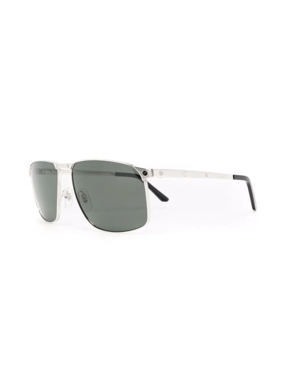 Shop Cartier Tinted Rectangle-frame Sunglasses In Silber