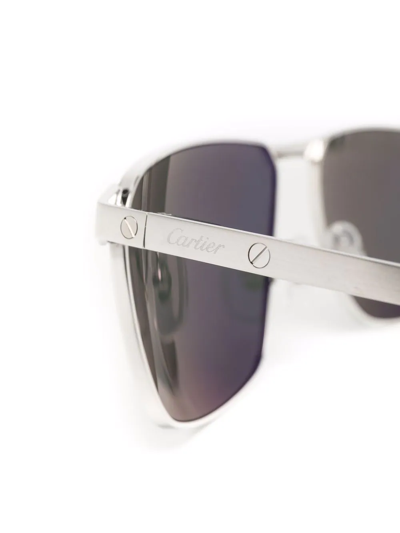 Shop Cartier Tinted Rectangle-frame Sunglasses In Silber