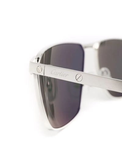 Cartier Tinted Rectangle-frame Sunglasses In Silber