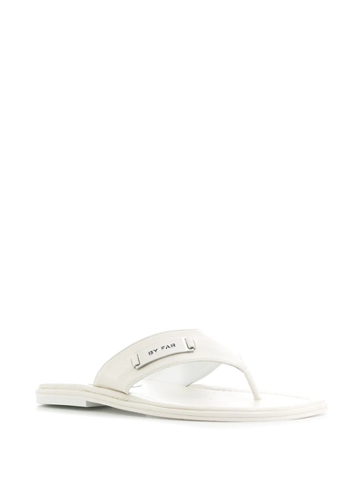 By Far Logo Plaque Flip Flops In Weiss