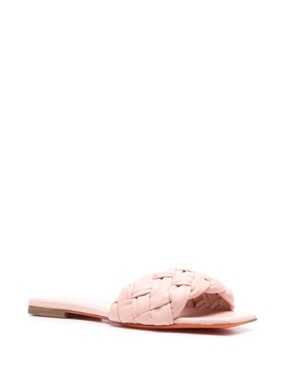 Shop Santoni Braided-detail Leather Sandals In Pink