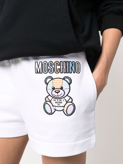 Shop Moschino Teddy Bear-print Track Shorts In Weiss