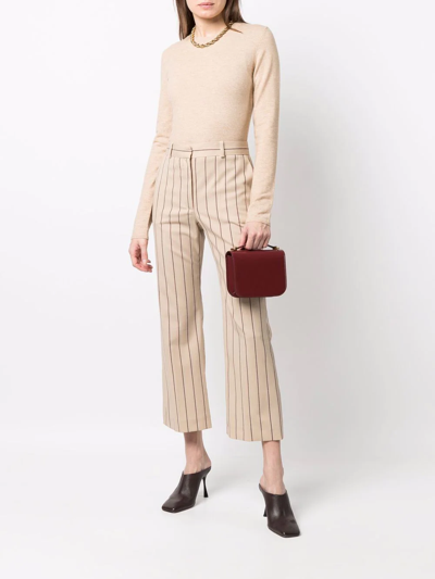 Shop Joseph Talia Stripe-print Tailored Trousers In Nude