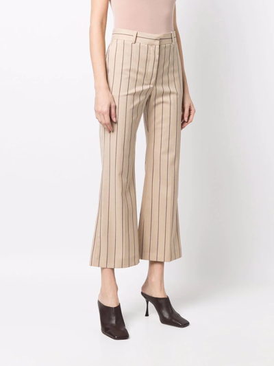 Joseph Talia Stripe-print Tailored Trousers In Nude