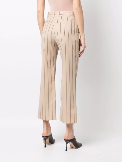 Joseph Talia Stripe-print Tailored Trousers In Nude