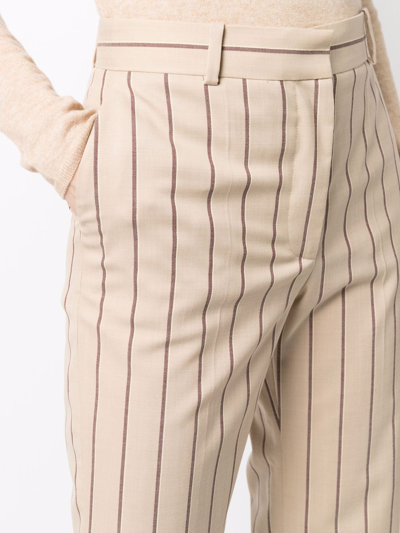 Shop Joseph Talia Stripe-print Tailored Trousers In Nude