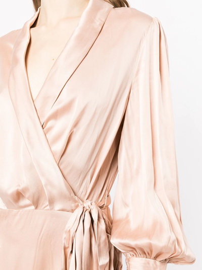 Shop Zimmermann Ruffle-hem Wrap Dress In Rosa