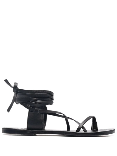 Shop Manebi St. Tropez Leather Sandals In Black