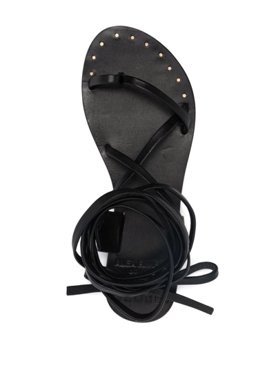 Shop Manebi St. Tropez Leather Sandals In Black