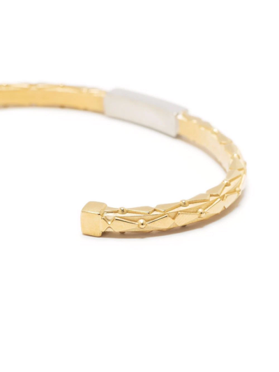 Shop Maison Margiela Embossed Two-tone Cuff Bracelet In Gold