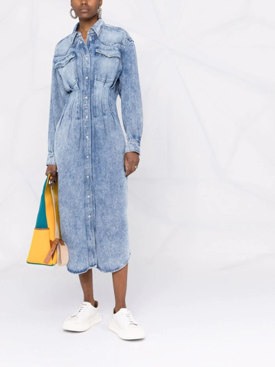 Isabel Marant Étoile Tomia Denim Shirt Midi Dress In Azzurro | ModeSens