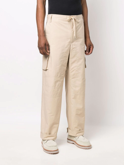 Shop Jacquemus Drawstring Cargo Trousers In Nude