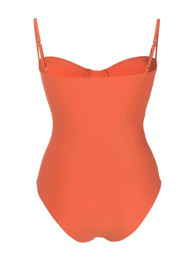 Shop Totême Seam-detail One-piece Swimsuit In Orange