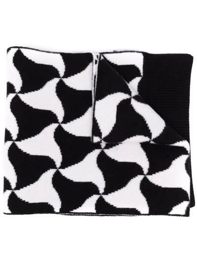 Shop Bottega Veneta Ribbed-knit Patterned Scarf In Weiss