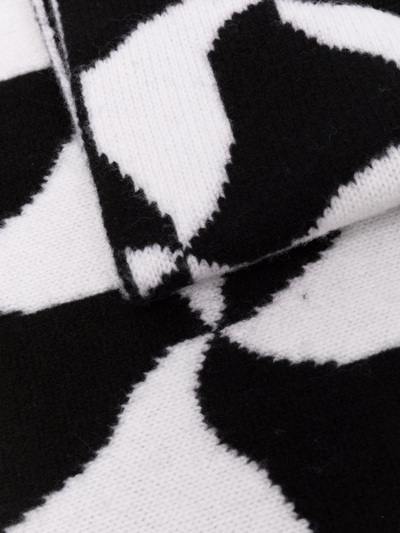 Shop Bottega Veneta Ribbed-knit Patterned Scarf In Weiss