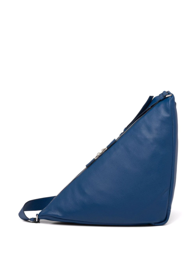 Shop Prada Leather Triangle Shoulder Bag In Blau