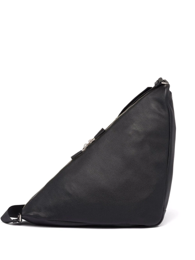Shop Prada Leather Triangle Shoulder Bag In Schwarz