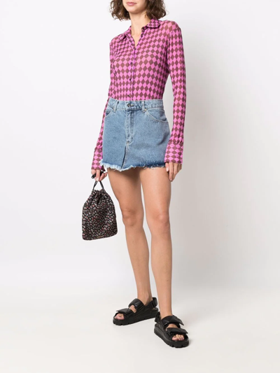 Shop Natasha Zinko Washed Denim Skirt In Blau