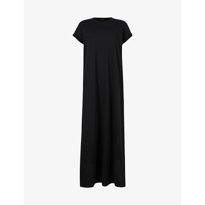 Shop Allsaints Women's Black Anna Short-sleeve Cotton Maxi Dress