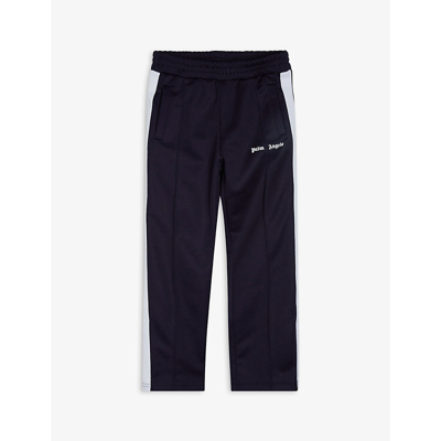 Shop Palm Angels Contrast-stripe Logo Woven Jogging Bottoms 4-10 Years In Blue