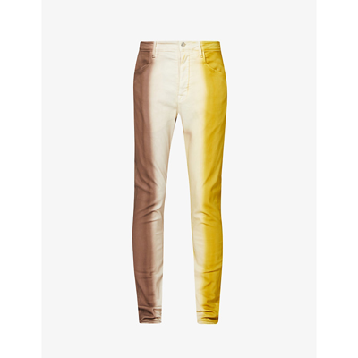 Shop Rick Owens Tyrone Slim-fit Skinny Cotton-blend Denim Jeans In Oxblood/nat/sulphate