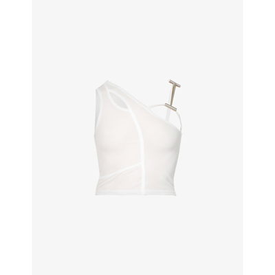 Shop Heliot Emil Asymmetrical Fitted Woven Tank Top In White