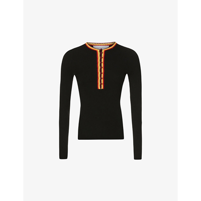 Shop Gabriela Hearst Meade Contrast-trim Wool Top In Black Multi