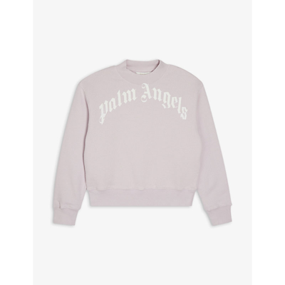 Shop Palm Angels Logo-print Cotton-jersey Sweatshirt 4-10 Years In Lilac