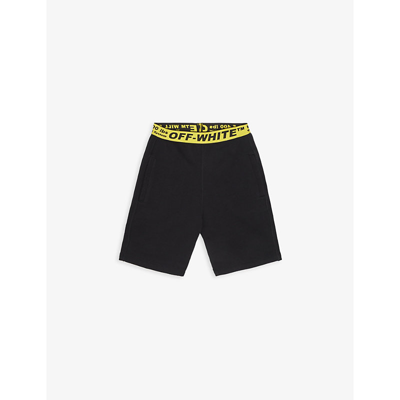 Shop Off-white Logo-tape Cotton-jersey Shorts 4-10 Years In Black