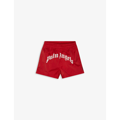 Shop Palm Angels Boys Red Kids Logo-print Shell Swim Shorts 6-12 Years 8 Years