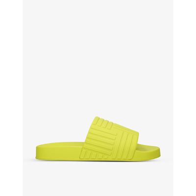 Shop Bottega Veneta Carpet Grooved Rubber Slides In Lime