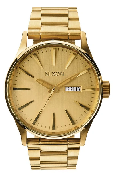 Shop Nixon Sentry Bracelet Watch, 42mm In Gold