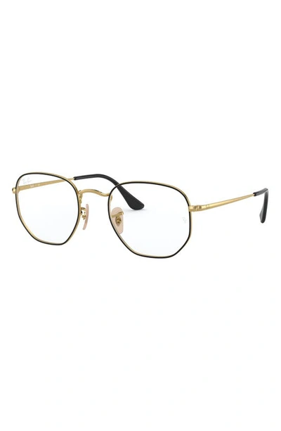 Shop Ray Ban Unisex 56mm Hexagonal Optical Glasses In Gold