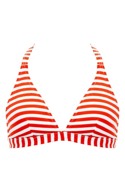 Shop Pez D'or Isabella Striped Maternity Bikini Top In Red/ White