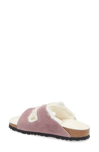 Shop Birkenstock Arizona Genuine Shearling Slide Sandal In Light Rose/ Light Rose