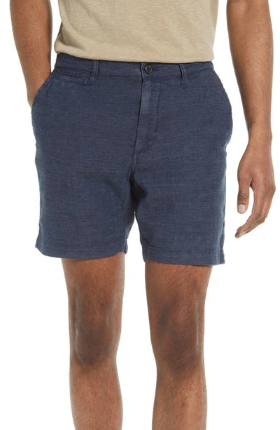 Shop John Varvatos Johnny Linen Blend Shorts In Indigo