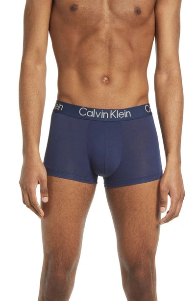 Shop Calvin Klein Ultra-soft Modern 3-pack Stretch Modal Trunks In H44 Black Blue