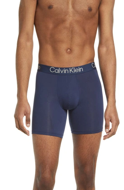 Shop Calvin Klein Ultra-soft Modern 3-pack Stretch Modal Boxer Briefs In Black Blue