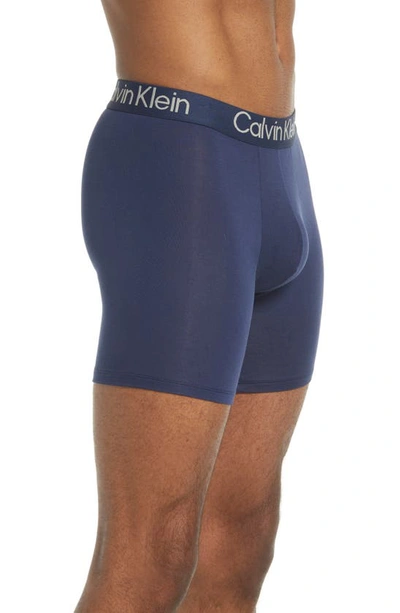 Shop Calvin Klein Ultra-soft Modern 3-pack Stretch Modal Boxer Briefs In Black Blue