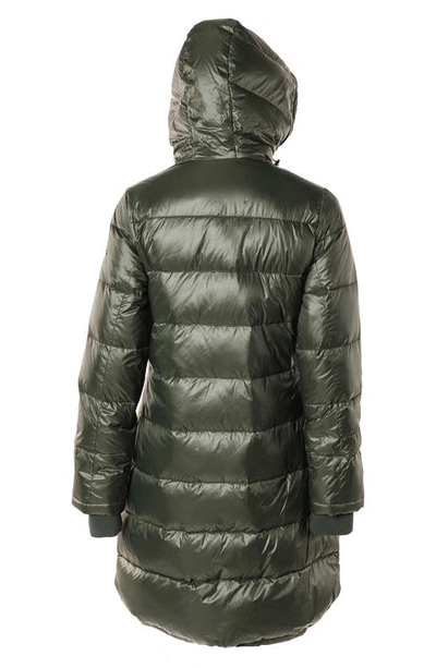 Shop Modern Eternity 3-in-1 Waterproof Quilted Down & Feather Fill Maternity Puffer Coat In Khaki Green