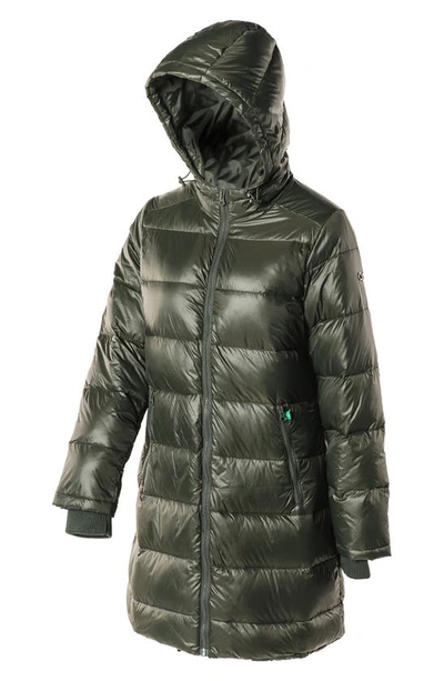 Shop Modern Eternity 3-in-1 Waterproof Quilted Down & Feather Fill Maternity Puffer Coat In Khaki Green