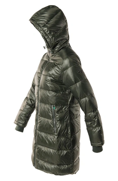 Shop Modern Eternity 3-in-1 Waterproof Quilted Down & Feather Fill Maternity Puffer Coat In Khaki Green